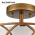 Vintage Dimmable LED Ceiling Light Drum Shade Brass and Rust Finish
